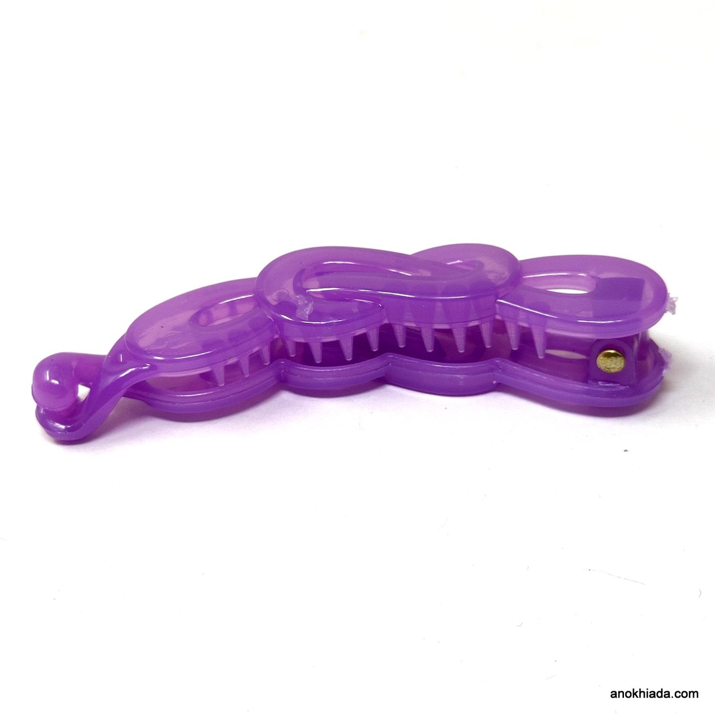 Translucent Infinity Design Small Purple Banana Hair Clip for Girls & Woman (98-14B Banana Hair Clips)