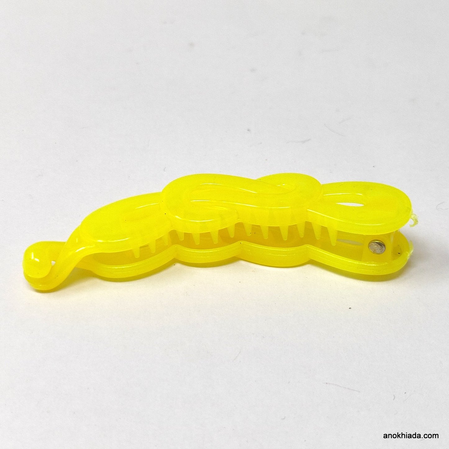 Translucent Infinity Design Small Yellow Banana Hair Clip for Girls & Woman (98-14C Banana Hair Clips)
