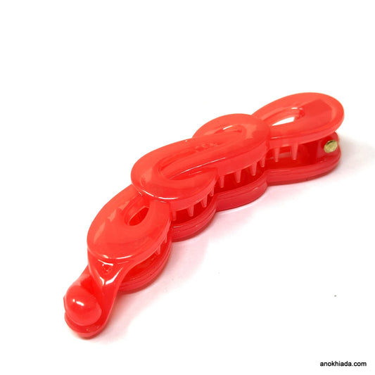 Translucent Infinity Design Small Red Banana Hair Clip for Girls & Woman (98-14E Banana Hair Clips)