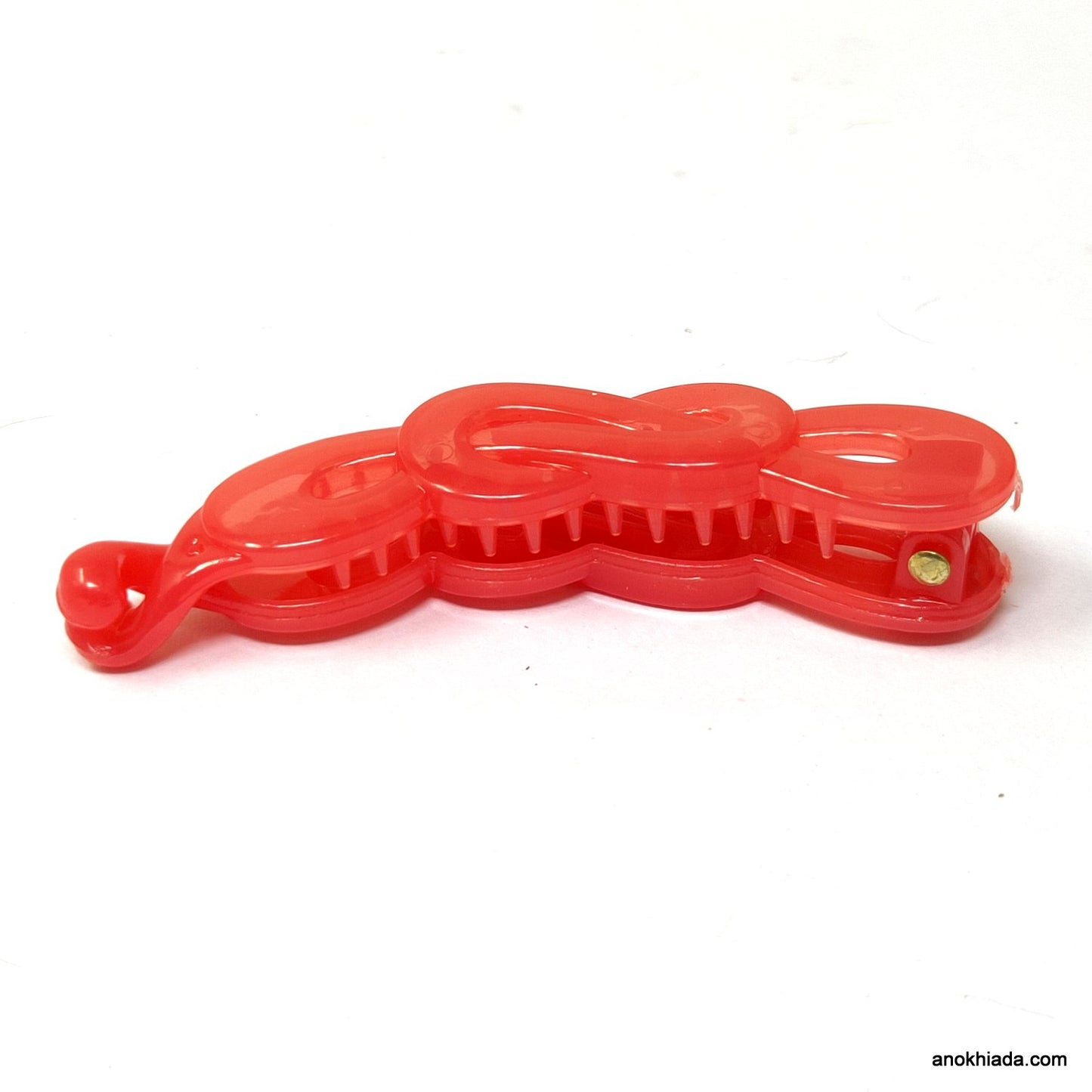 Translucent Infinity Design Small Red Banana Hair Clip for Girls & Woman (98-14E Banana Hair Clips)