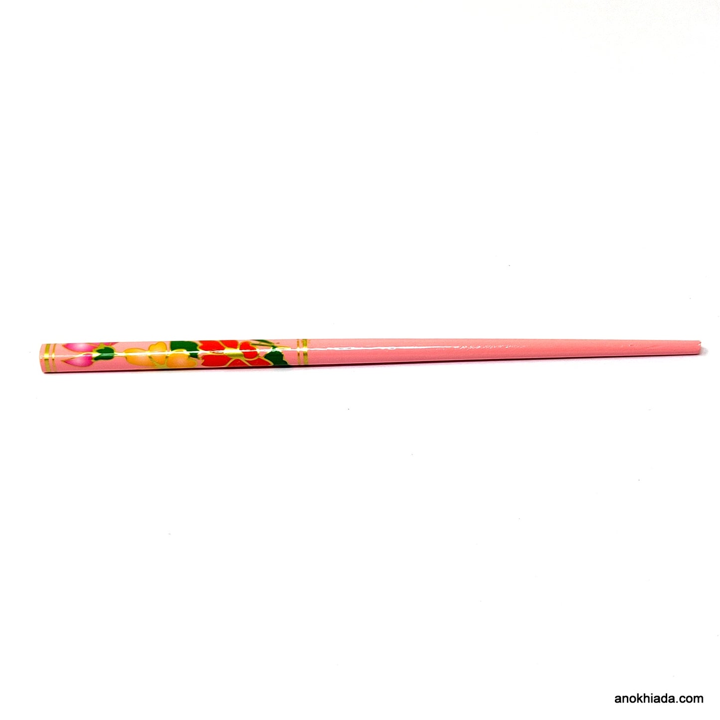 Anokhi Ada Flower Print Pink Wooden Juda Stick/Bun Stick - (99-07D Juda Stick)