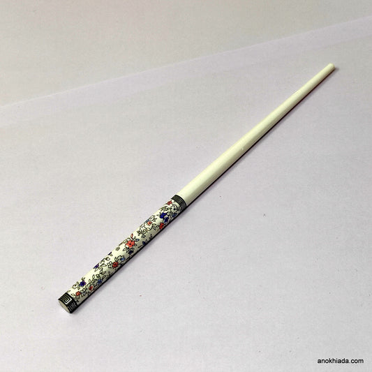 Anokhi Ada Flower Print White Wooden Juda Stick/Bun Stick - (99-08E Juda Stick)