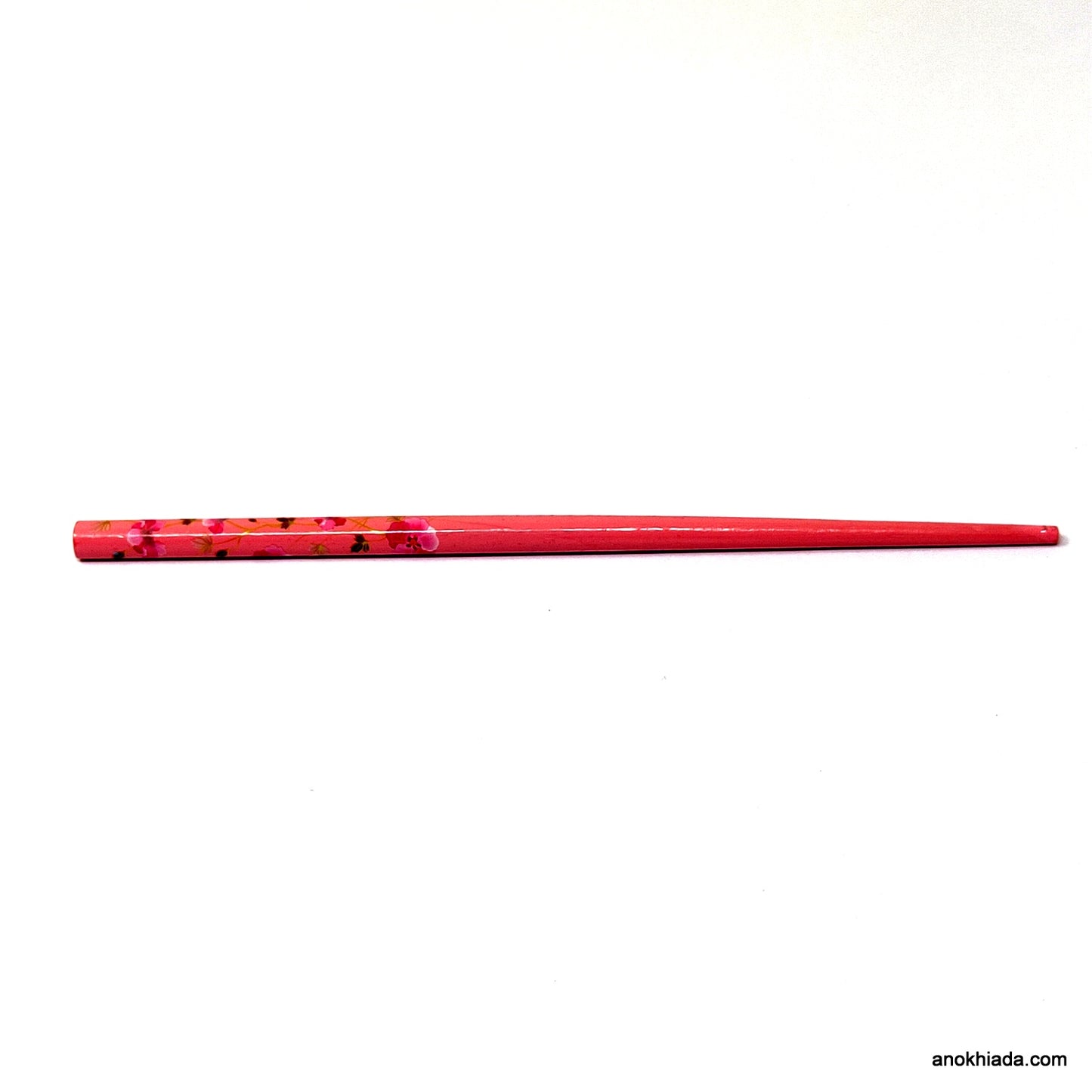 Anokhi Ada Flower Print Pink Wooden Juda Stick/Bun Stick - (99-09D Juda Stick)