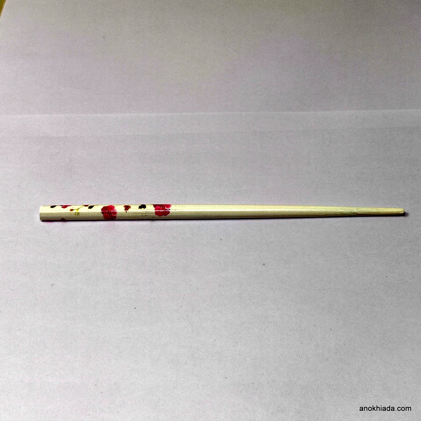 Anokhi Ada Flower Print White Wooden Juda Stick/Bun Stick - (99-09E Juda Stick)