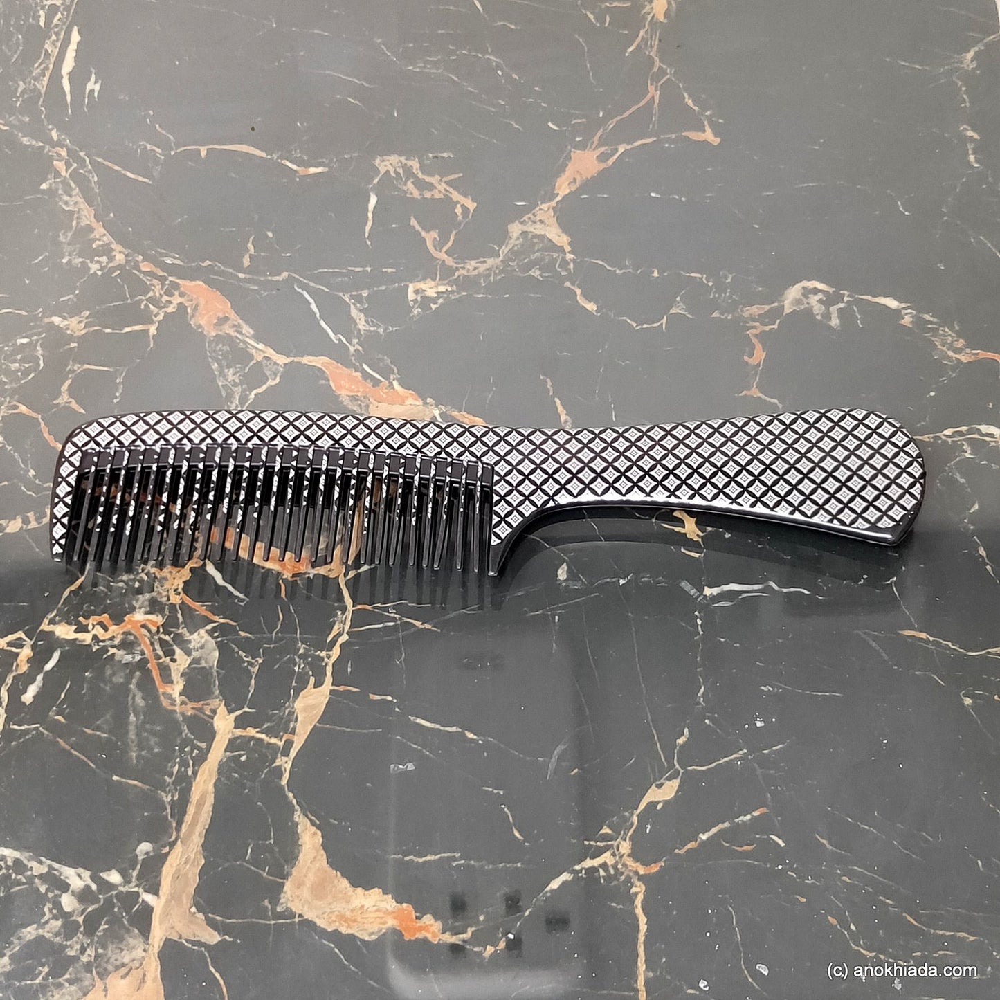 Anokhi Ada Plastic Printed Comb, 9-inch, Black