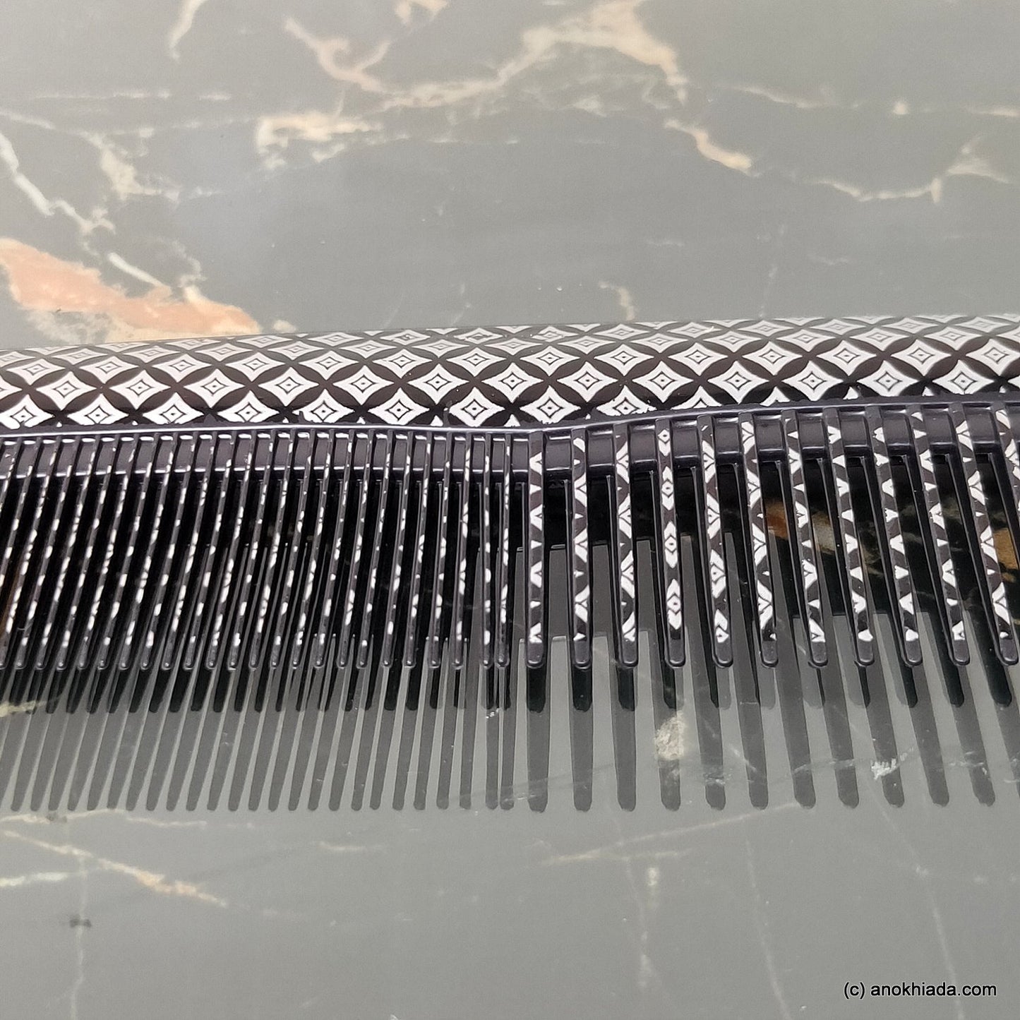 Anokhi Ada Plastic Printed Comb, 9-inch, Black (Comb-030)