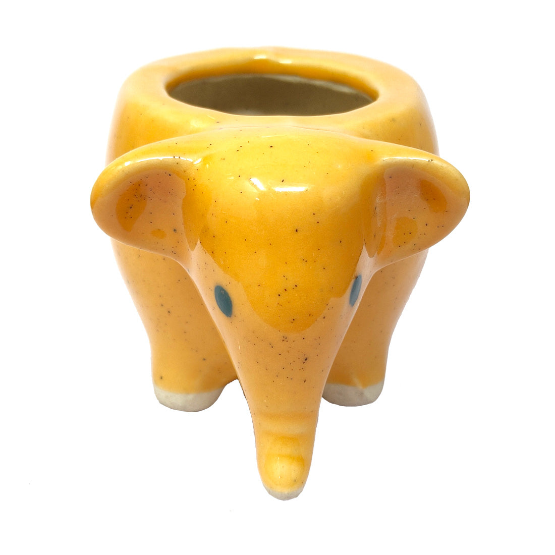 Anokhi Ada Small Elephant Design Ceramic Planters Pots for Home Decoration ( Orange, DA-002)