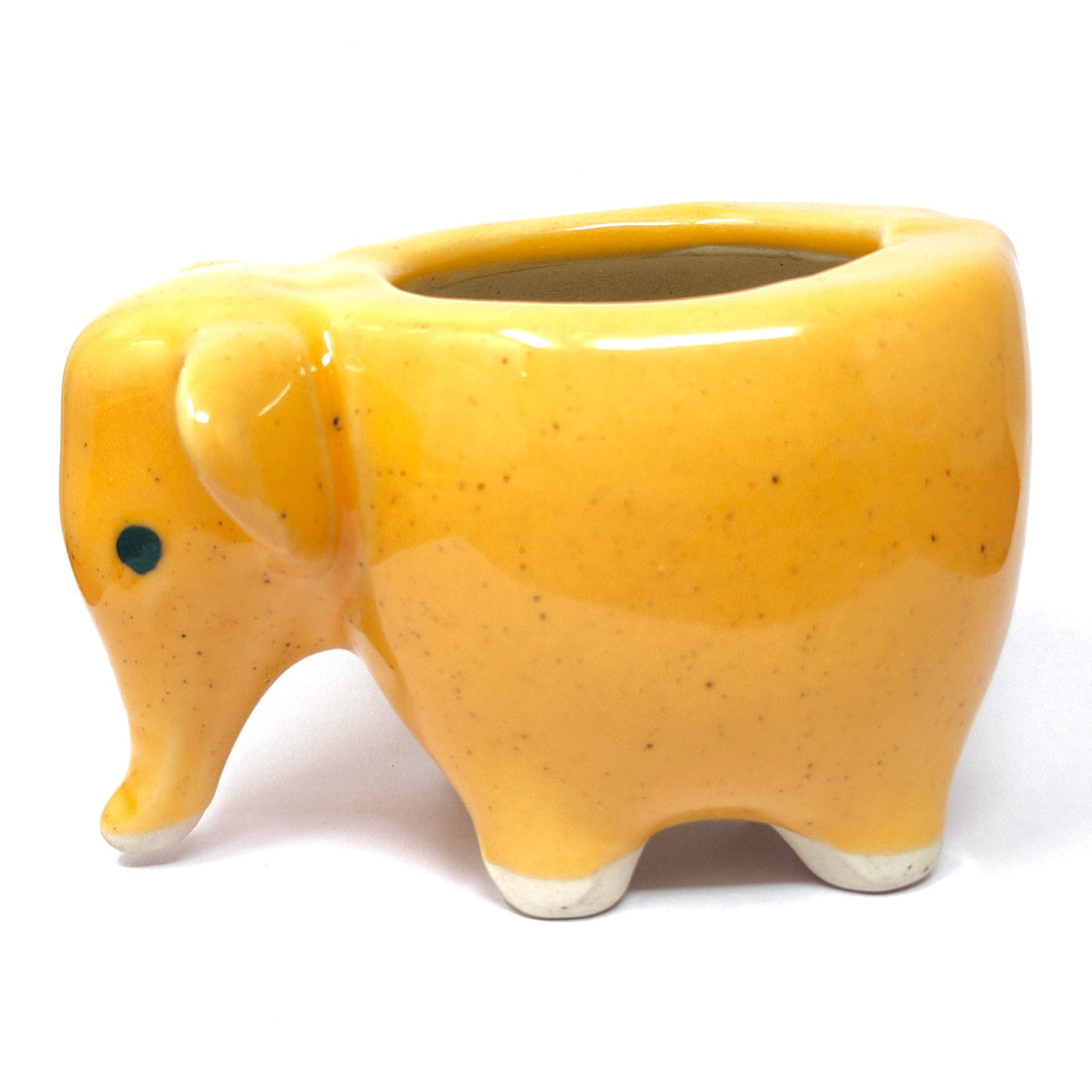 Anokhi Ada Small Elephant Design Ceramic Planters Pots for Home Decoration ( Orange, DA-002)
