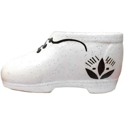 Anokhi Ada Shoes Design Ceramic Planters Pots for Home Decoration ( White, DA-004)