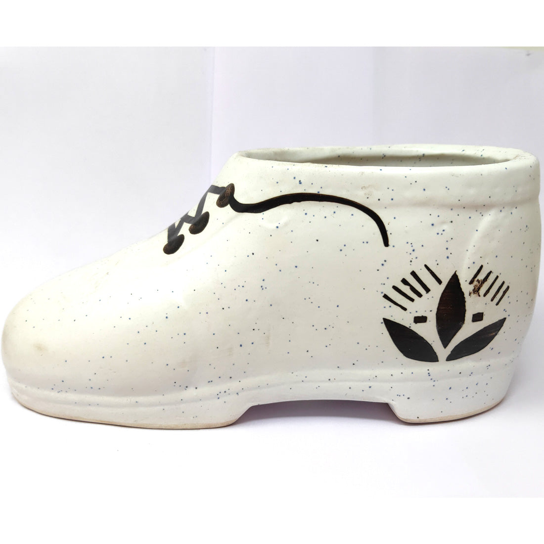 Anokhi Ada Shoes Design Ceramic Planters Pots for Home Decoration ( White, DA-004)