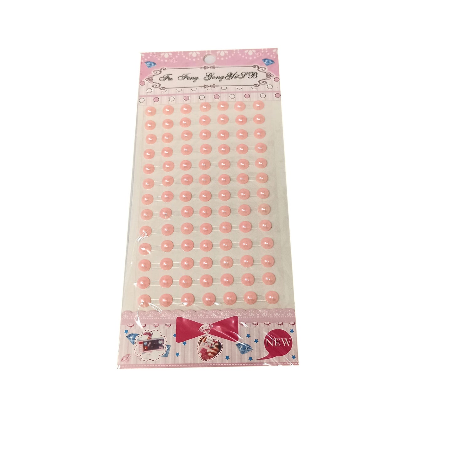 6mm Pink Half Pearl Bead Sticker (Pack of 1 sheets, DC-06)