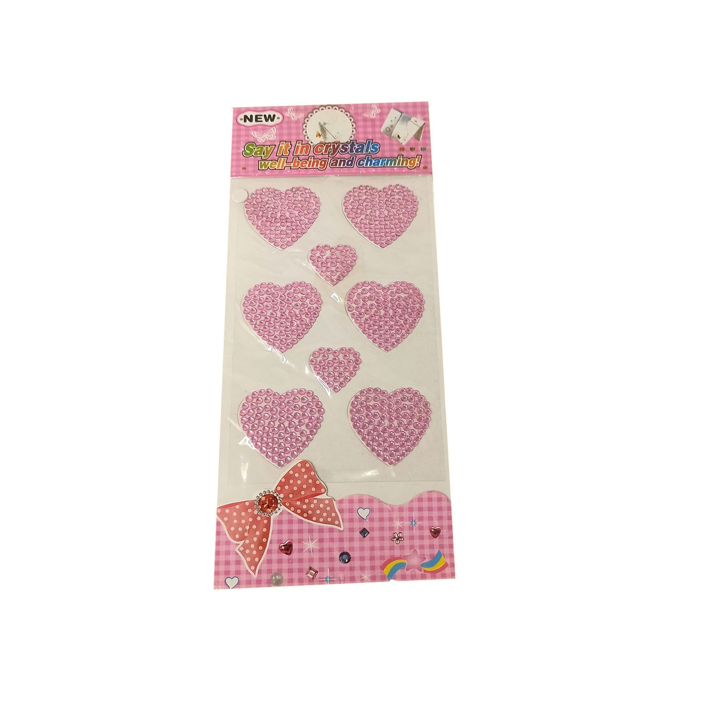 Heart Half Crystal Beads Sticker (Pack of 1 sheets, DC-16)