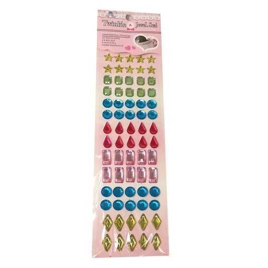 Multi-Design Half Crystal Beads Sticker (Pack of 1 sheets, DC-19)