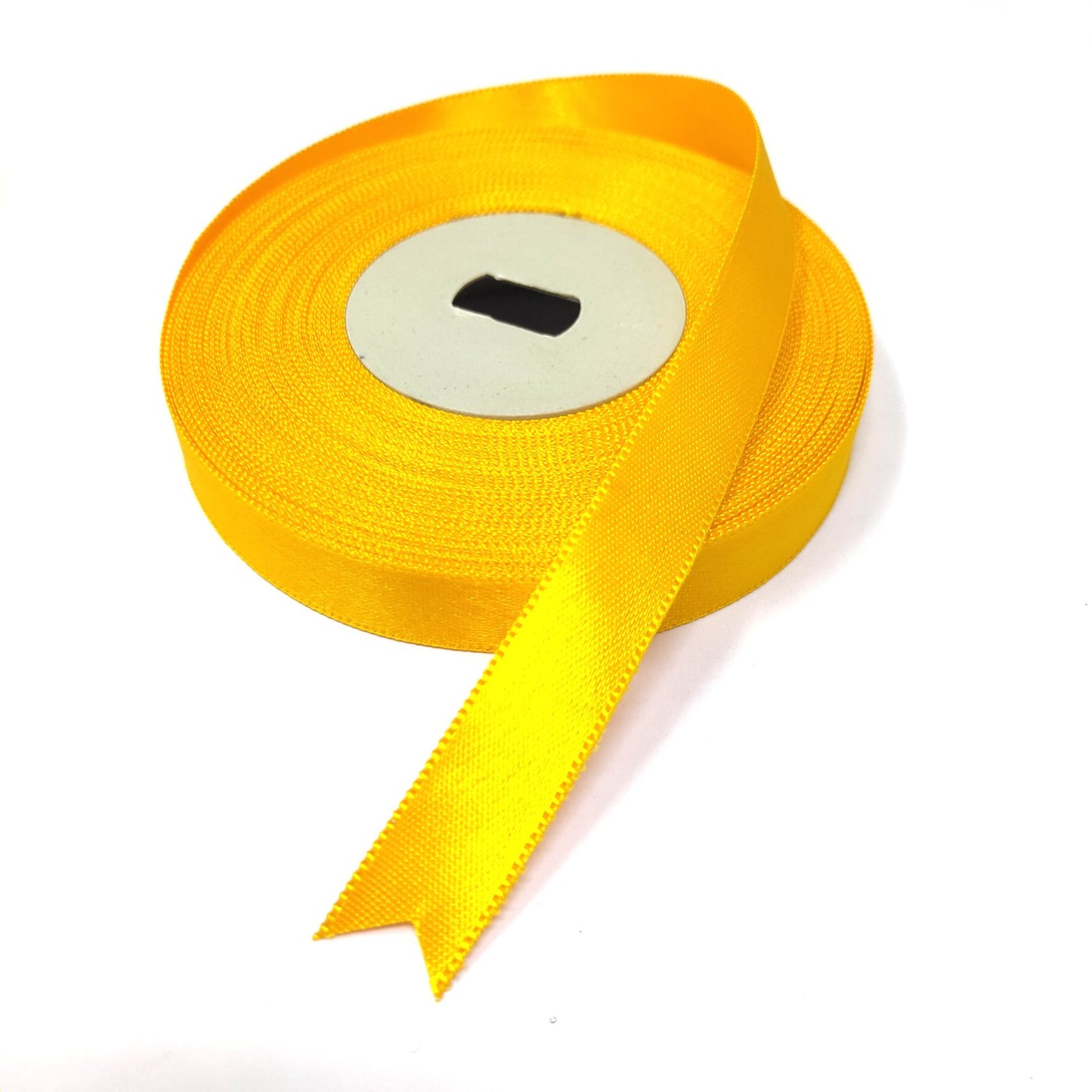 Anokhi Ada 12.5mm (Half inch) Yellow Double Side Satin Ribbon (Ribbon-063)