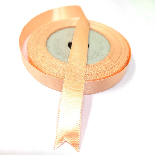 Anokhi Ada 12.5mm (Half inch) Peach Colour Double Side Satin Ribbon (Ribbon-065)