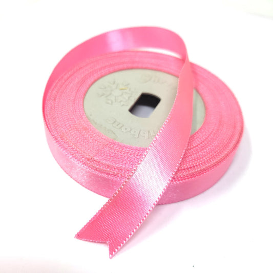 Anokhi Ada 12.5mm (Half inch) Pink Colour Double Side Satin Ribbon (Ribbon-067)