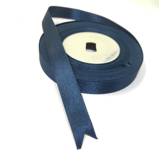 Anokhi Ada 12.5mm (Half inch) Denim Blue Colour Double Side Satin Ribbon (Ribbon-068)