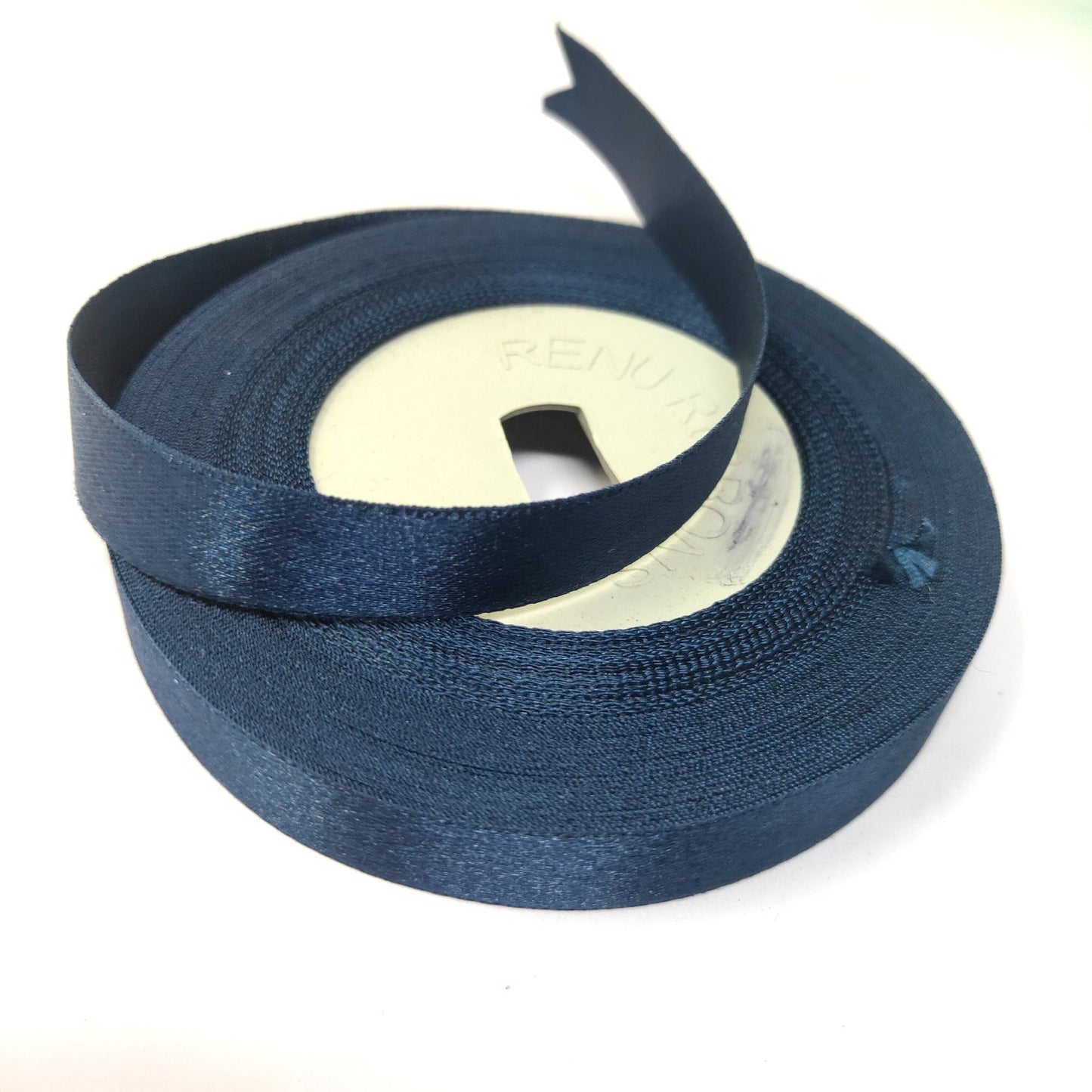 Anokhi Ada 12.5mm (Half inch) Denim Blue Colour Double Side Satin Ribbon (Ribbon-068)