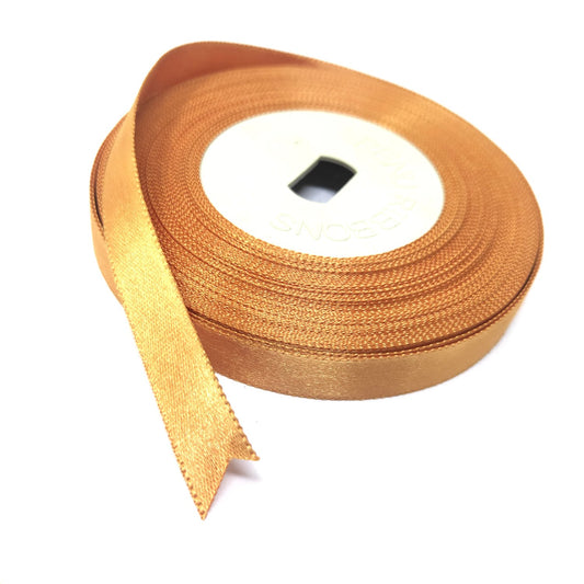 Anokhi Ada 12.5mm (Half inch) Golden Colour Double Side Satin Ribbon (Ribbon-071)