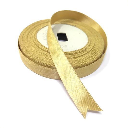 Anokhi Ada 12.5mm (Half inch) Golden Colour Double Side Satin Ribbon (Ribbon-074)