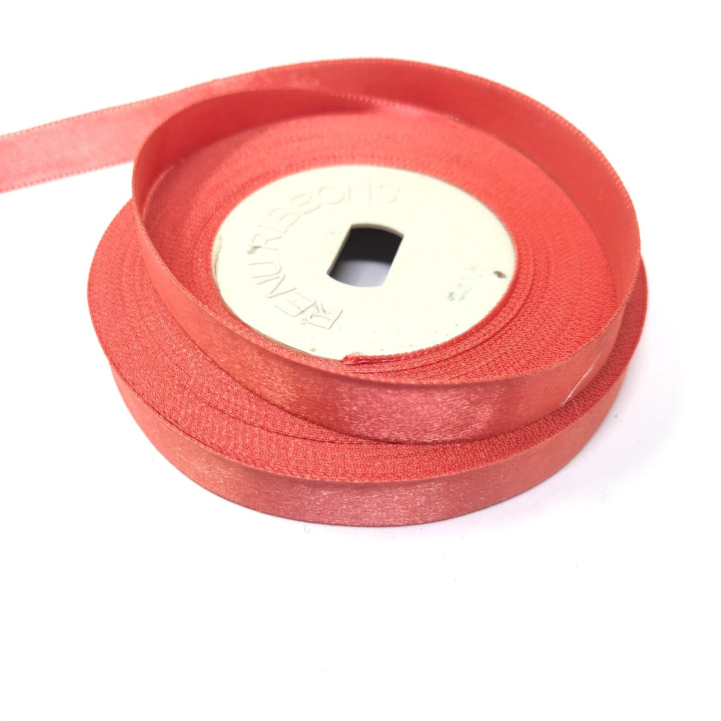 Anokhi Ada 12.5mm (Half inch) Coral Pink Colour Double Side Satin Ribbon (Ribbon-078)