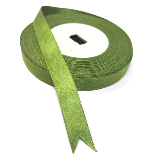 Anokhi Ada 12.5mm (Half inch) Olive Green Colour Double Side Satin Ribbon (Ribbon-079)