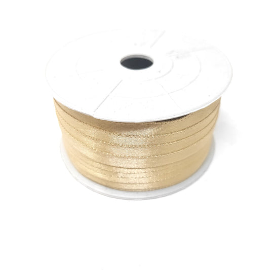 Anokhi Ada 6.5mm (Quarter inch) Golden  Double Side Satin Ribbon (Ribbon-084)