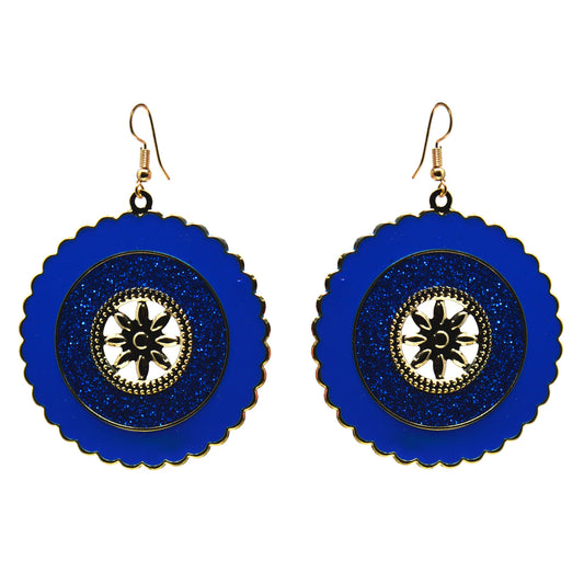 Anokhi ADA Round Dangle & Drop Earring for Girls and Women (One Pair of Earrings, Blue) -AP-32