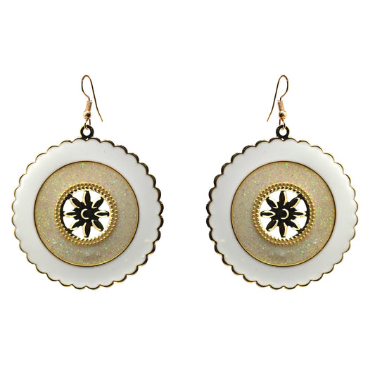 Anokhi ADA Round Dangle & Drop Earring for Girls and Women (One Pair of Earrings, White) -AP-33