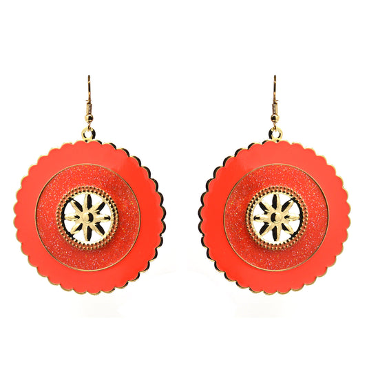 Anokhi ADA Round Dangle & Drop Earring for Girls and Women (One Pair of Earrings, Orange) -AP-35