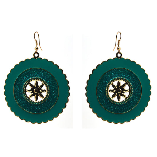 Anokhi ADA Round Dangle & Drop Earring for Girls and Women (One Pair of Earrings, Green) -AP-36