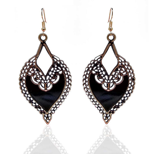 Anokhi ADA Dangle and Drop Earrings for Girls and Women (One Pair of Earrings, Black) -AP-03