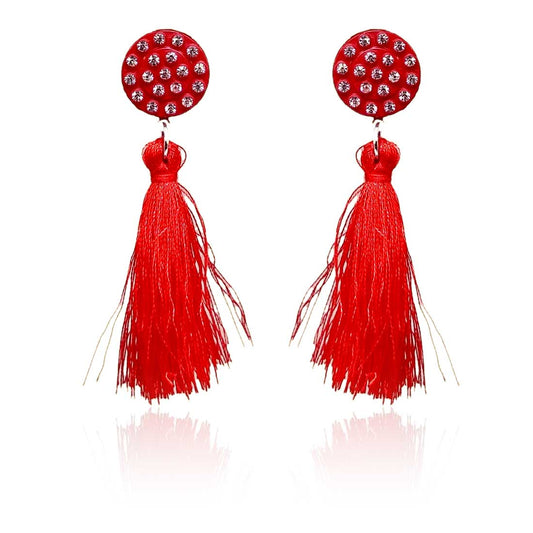 Red Tassel Drop Earrings