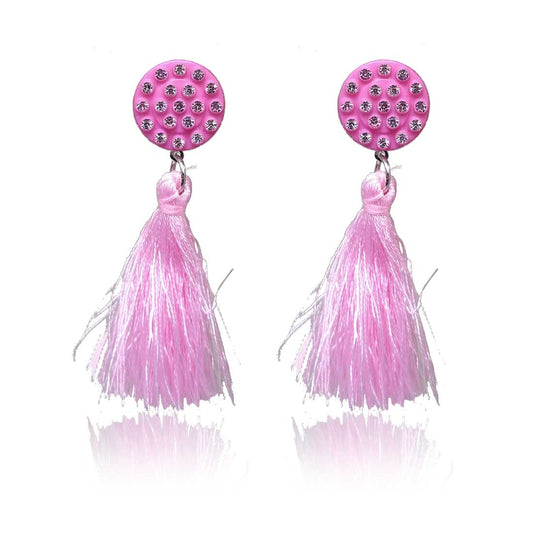 Pink Tassel Drop Earrings