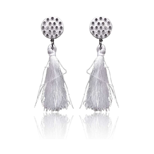 White Tassel Drop Earrings