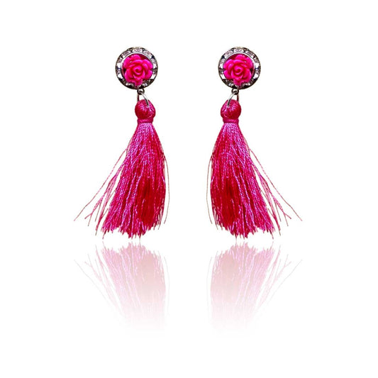 Maroon Tassel Earrings