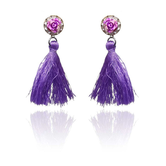 Purple Tassel Earrings