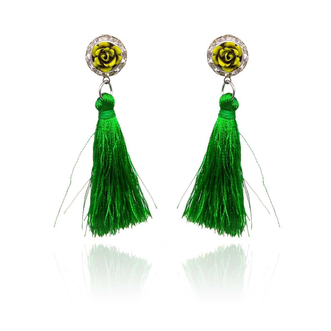 Tassel Drop Earrings for Girls and Women (Green) - AP-13