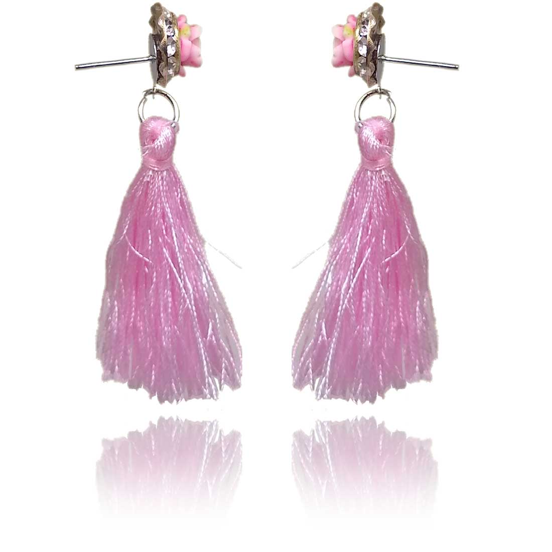 Chic Dangling Fabric Flower Earrings – ArtGalleryZen