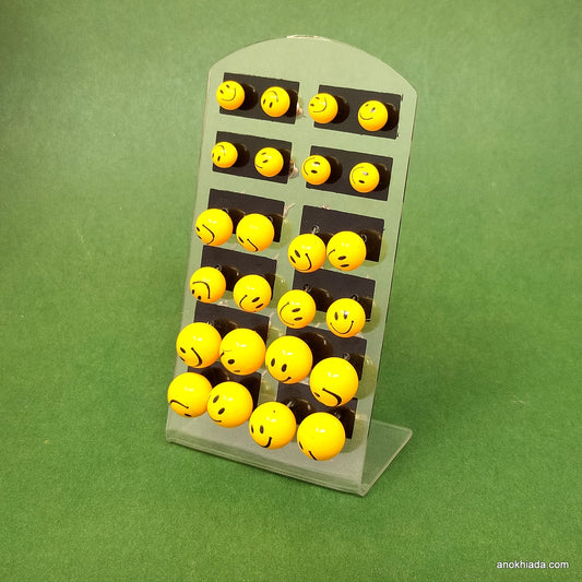 Anokhi Ada Round Smiley in Various Sizes Stud Earrings for Girls and Women (Multi-Colour, Pack of 12 Pairs)-AQ-09