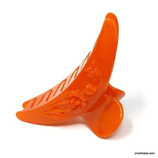 Anokhi Ada Floral Large Hair Clutcher for Girls and Women (Orange, BA-62)