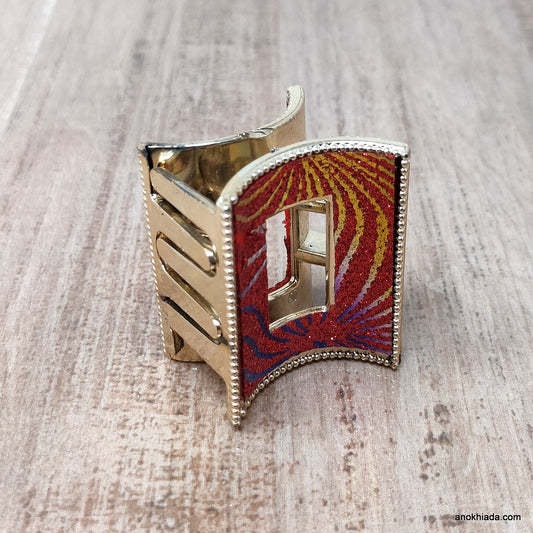 Golden Rectangular Fancy Plastic Hair Clutcher / Hair Claw for Girls and Women (98-08D Clutcher)