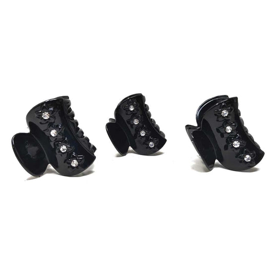 Anokhi Ada Plastic Hair Clutchers/Hair Claw Clips for Girls and Women (Black, Pack of 3) - 08-02C