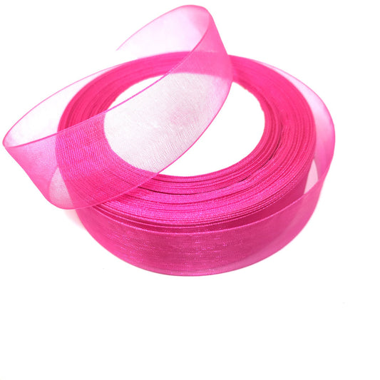 Anokhi Ada 25mm (1 inch) Pink Organza Ribbon (Ribbon-060)