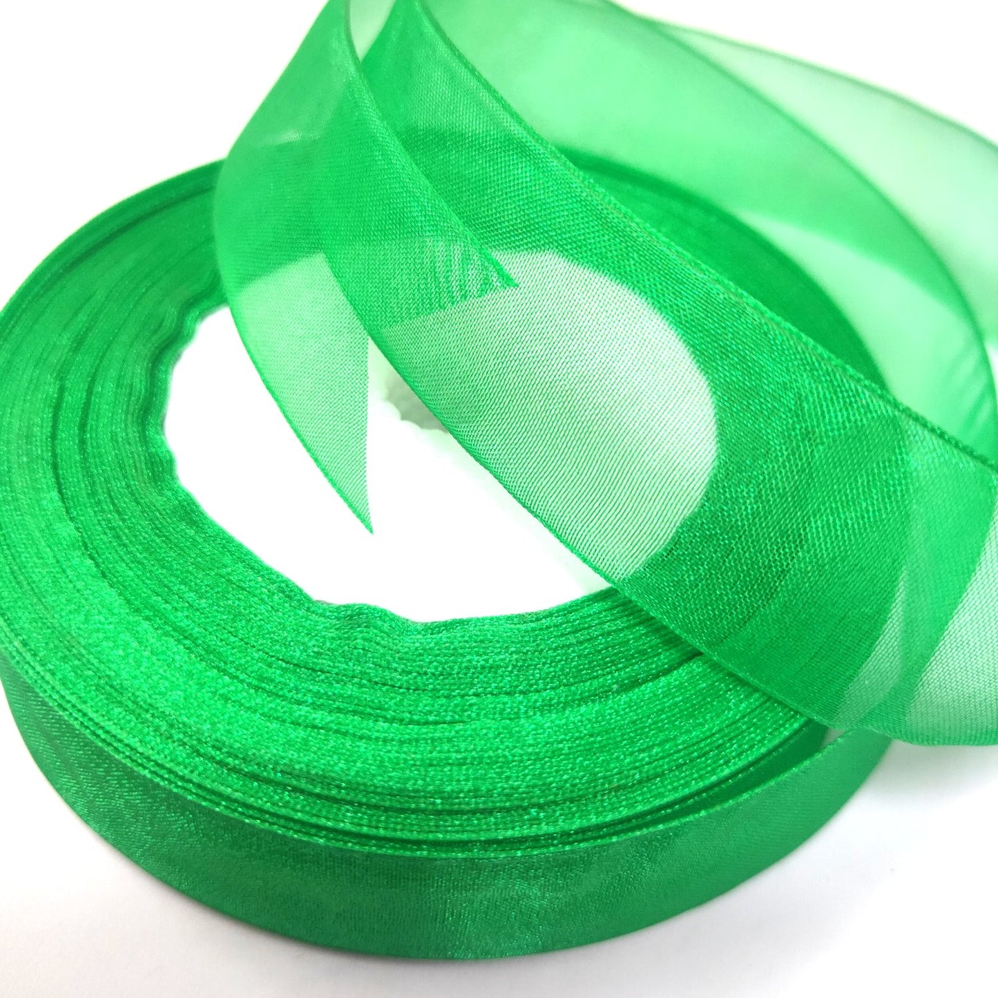 Anokhi Ada 25mm (1 inch) Green Organza Ribbon (Ribbon-061)
