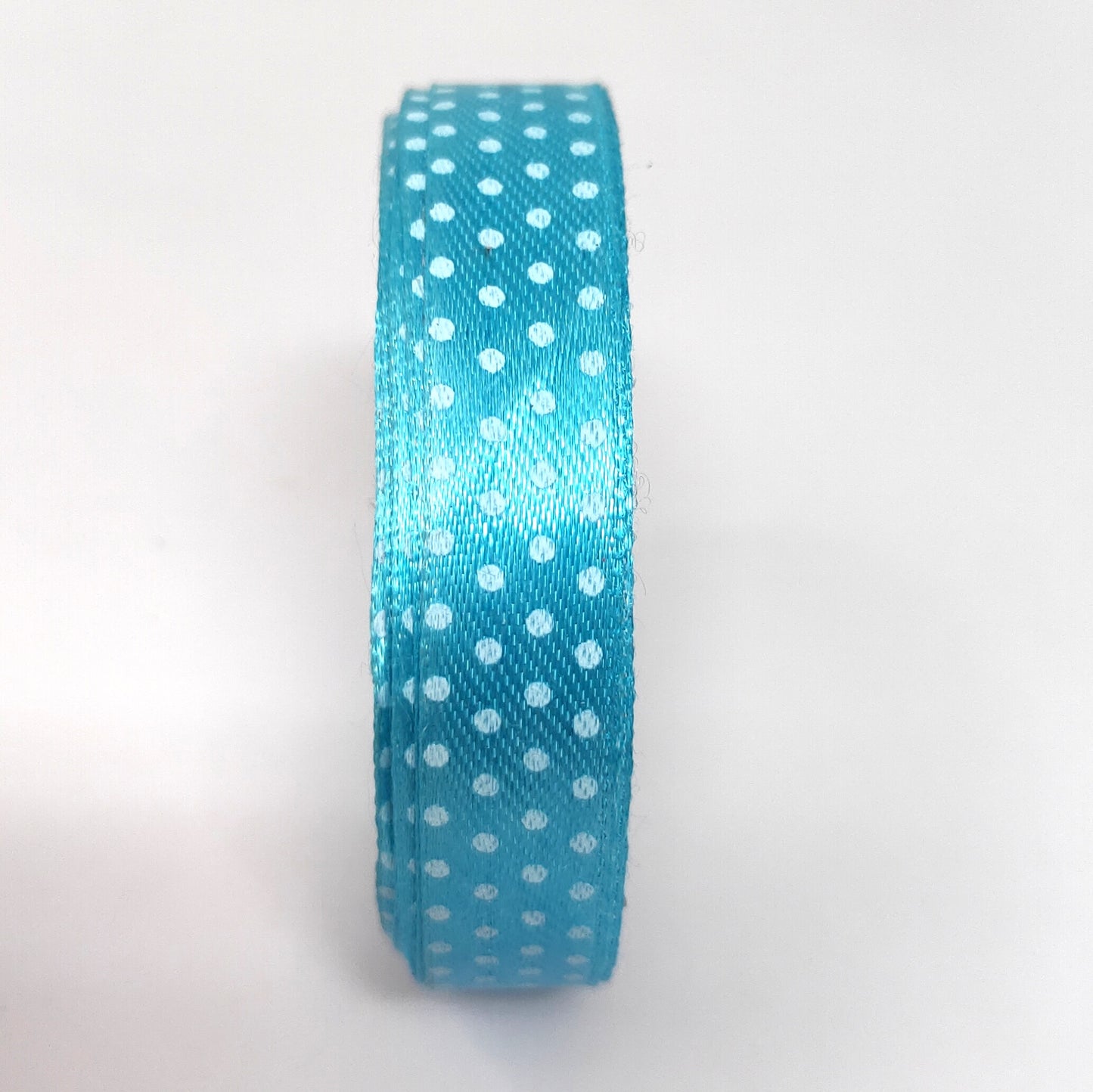 12.5 mm (Half Inch) Dot Print Turquoise Satin Ribbon (018)