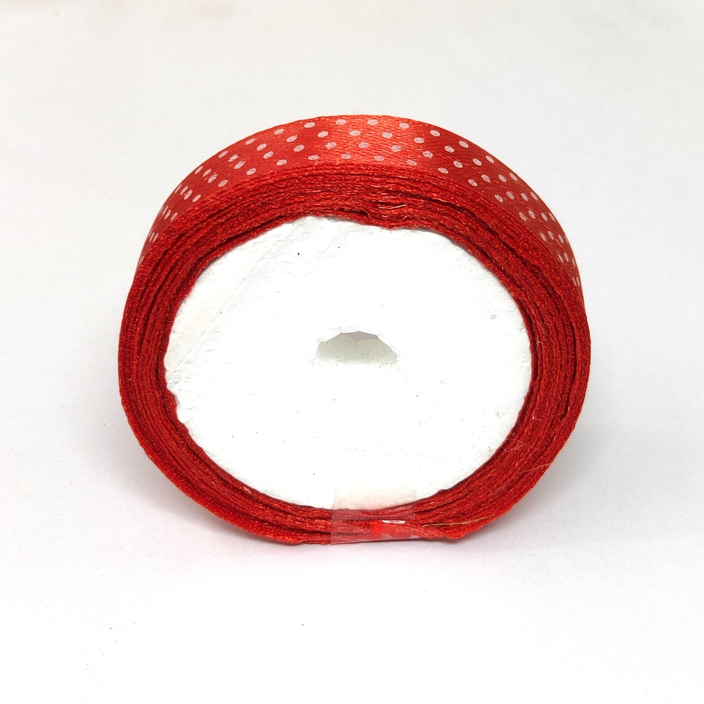 12.5 mm (Half Inch) Dot Print Red Satin Ribbon (020)
