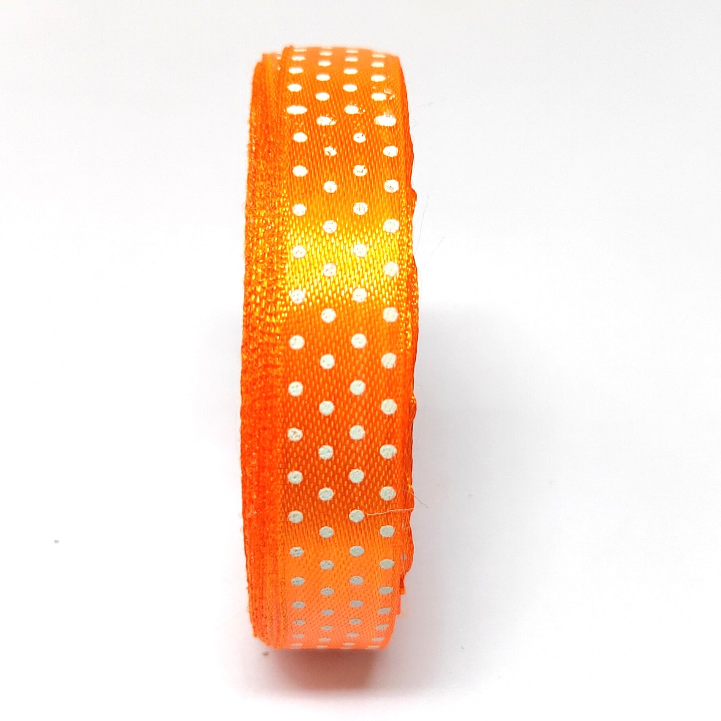 12.5 mm (Half Inch) Dot Print Orange Satin Ribbon (024)