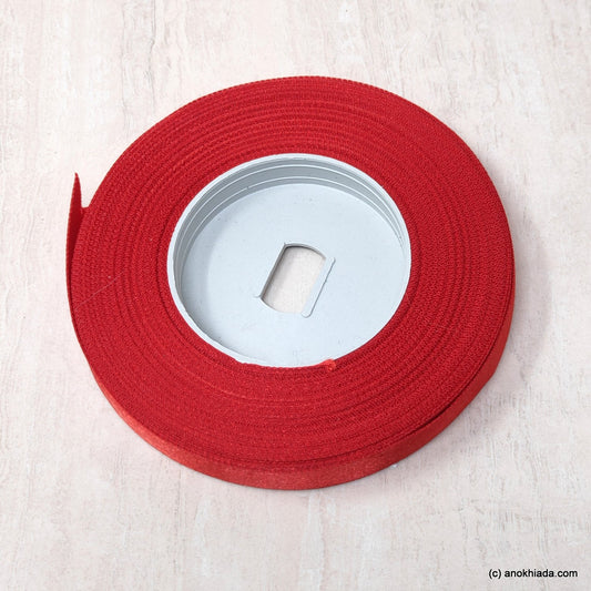 Anokhi Ada 12.5mm (Half inch) Red Double Side Satin Ribbon (Ribbon-044)