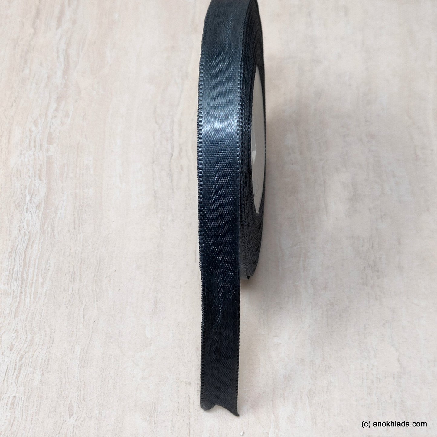 Anokhi Ada 12.5mm (Half inch) Grey Double Side Satin Ribbon (Ribbon-045)